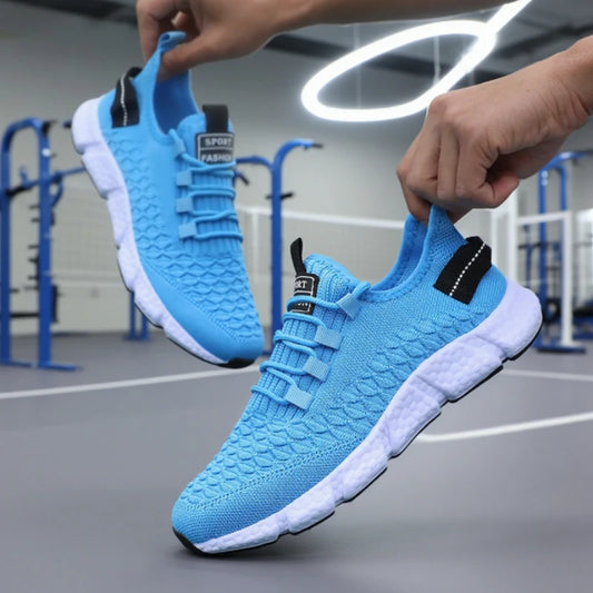 New Men Sneakers Breathable Anti-Slip Soft Foldable Travel Sneakers/Sleek Monochrome Mesh Male Running Shoes
