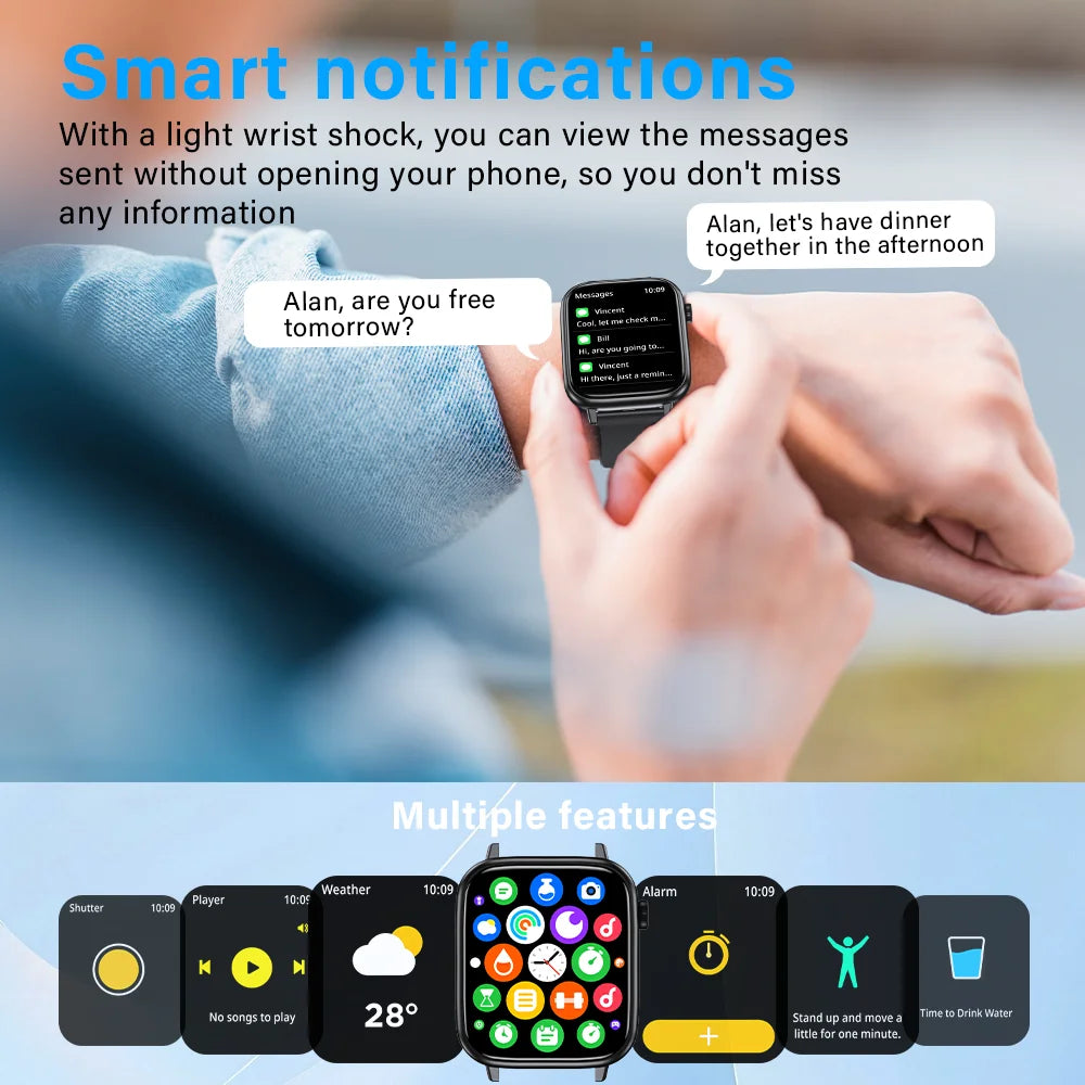 LAXASFIT New Smart Watch Bluetooth Call 24/7 Heart Rate Monitor/IP68 Waterproof 100+ Sport Mode Smartwatch for Men Women