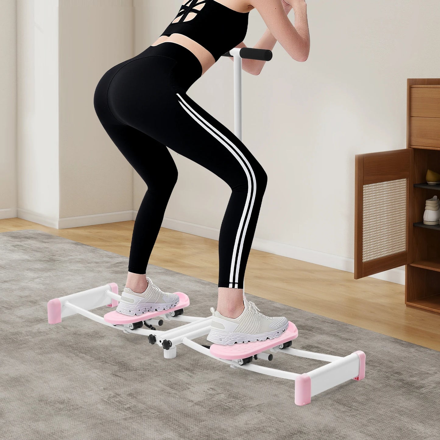 Pelvic Floor Muscle Fitness Equipment Skiing Motion Simulator/Height Adjustable 32.68-38.59"  220 lbs Capacity Steel Frame Foldable Anti-Slip Pedals