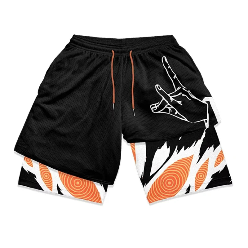 Stylish 2 in 1 Workout Running Shorts for Men Gym Athletic/Quick Dry Shorts with Liner Summer Casual Print Shorts with Pockets