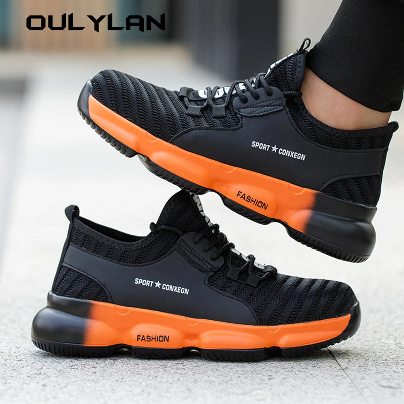 Men's Work Sneakers Steel Toe Puncture-Proof Safety Shoes/Boots Men's Anti-smash Working Protective Shoes Work Shoes