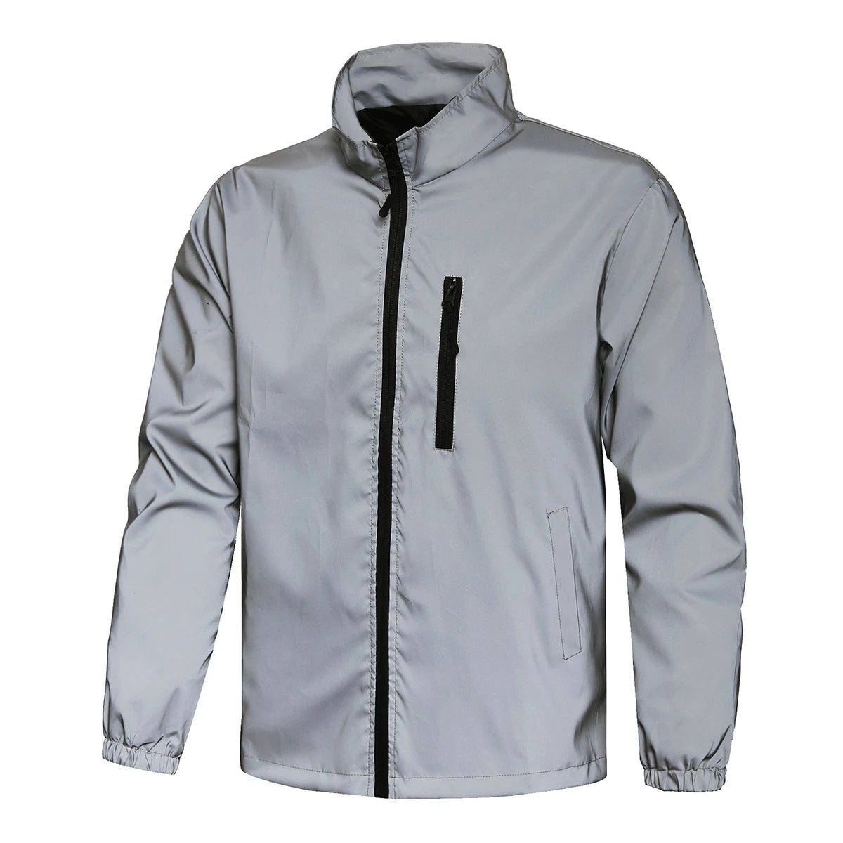 Spring New Men's Reflective Jacket Outdoor Night Running/Cycling Windproof Safety Bright Fashion Stand Collar Casual Coats