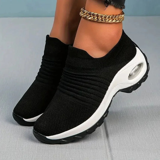 Women Running Training Sneakers Female Air Cushion/Causal Sport Shoes Slip On Walking Sock Shoes