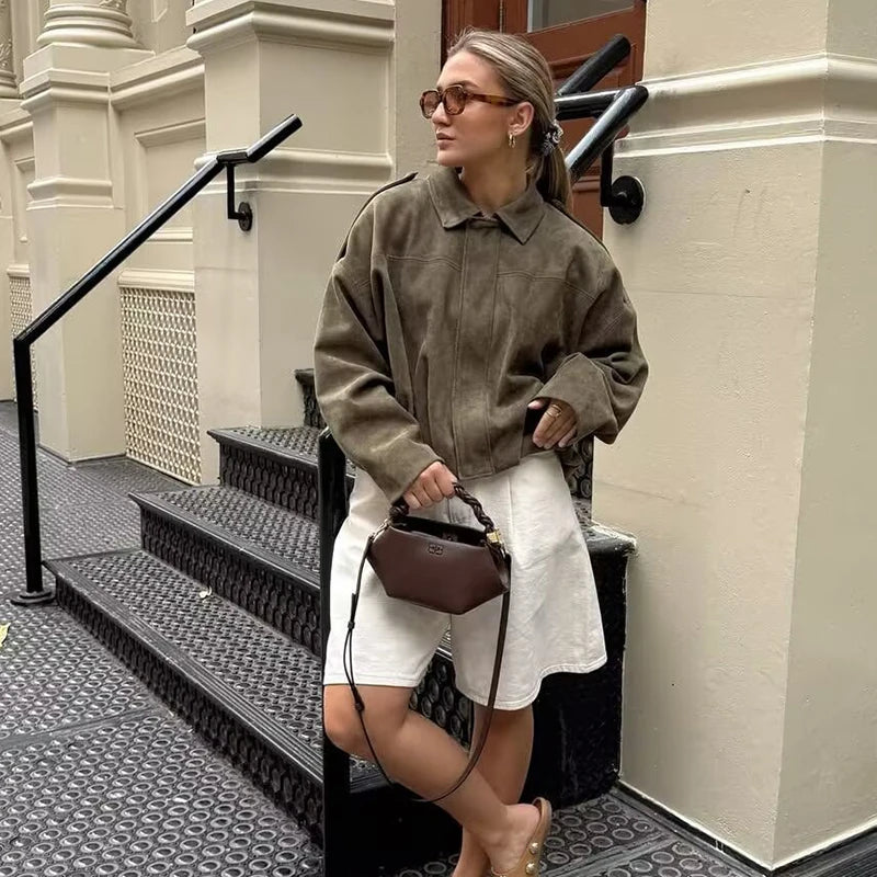 Women's new Jackets Autumn Fashion Loose Bat Sleeves Elegant/Women's Jackets Chic Street Youth Autumn Long Sleeves Coats