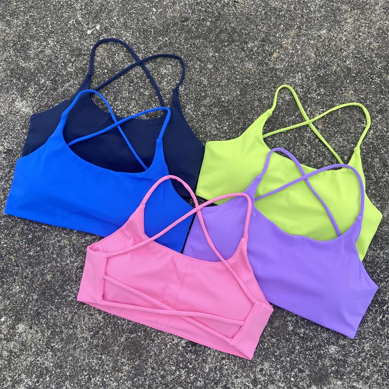 Women Sports Bra Sexy Cross Straps Back Fitness Bralette High Impact/Gym Yoga Workout Crop Top Vest Push Up Running Underwear