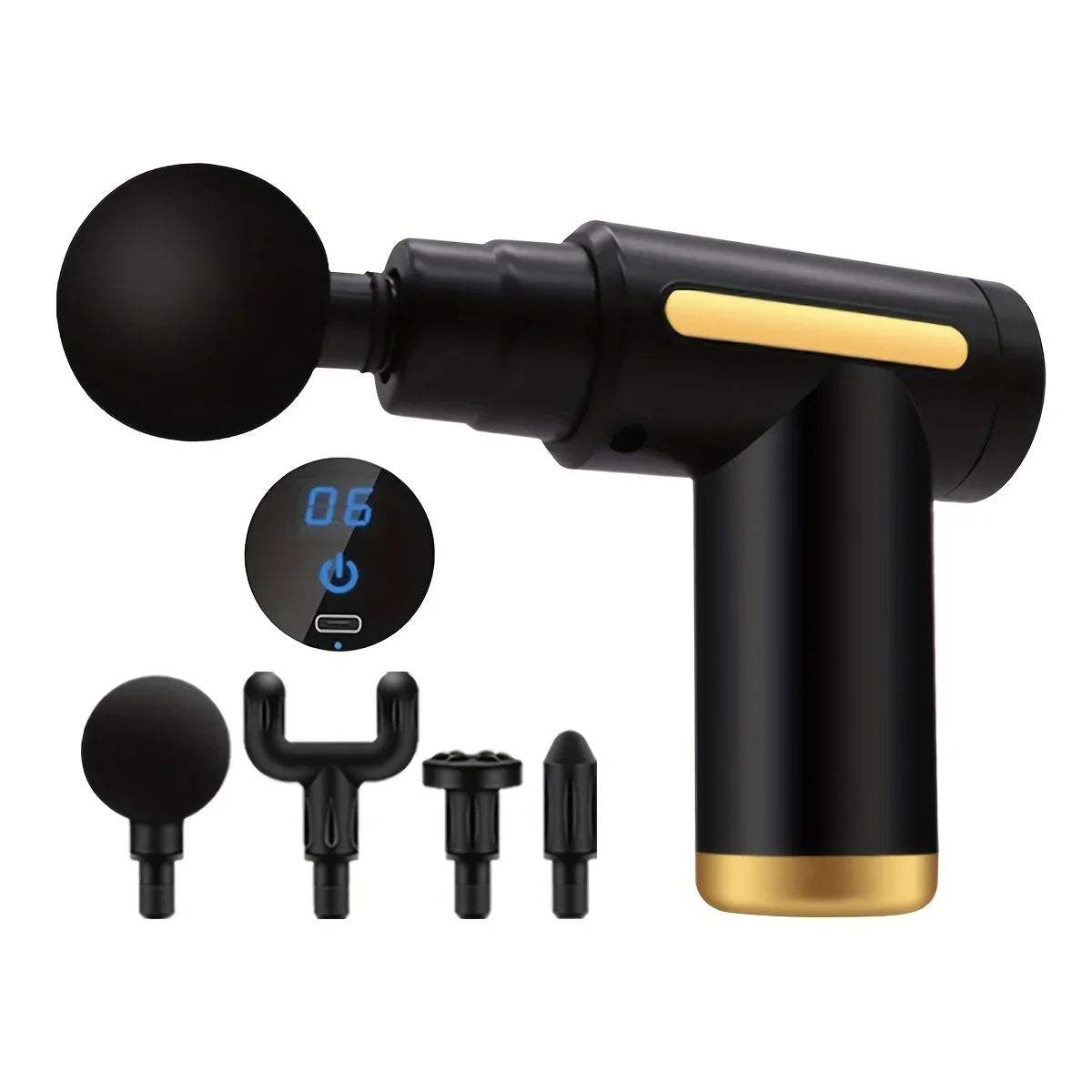 Portable digital fascia gun, convenient electric massager/LED display screen with six adjustable levels,silent and long-lasting