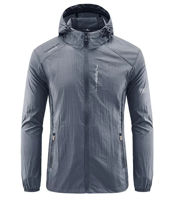 Men's UPF 50+ UV Protection Windbreaker Quick Dry Jacket/Outdoor Sun-Protective Thin Hiking Fishing Cycling Hooded Sport Light