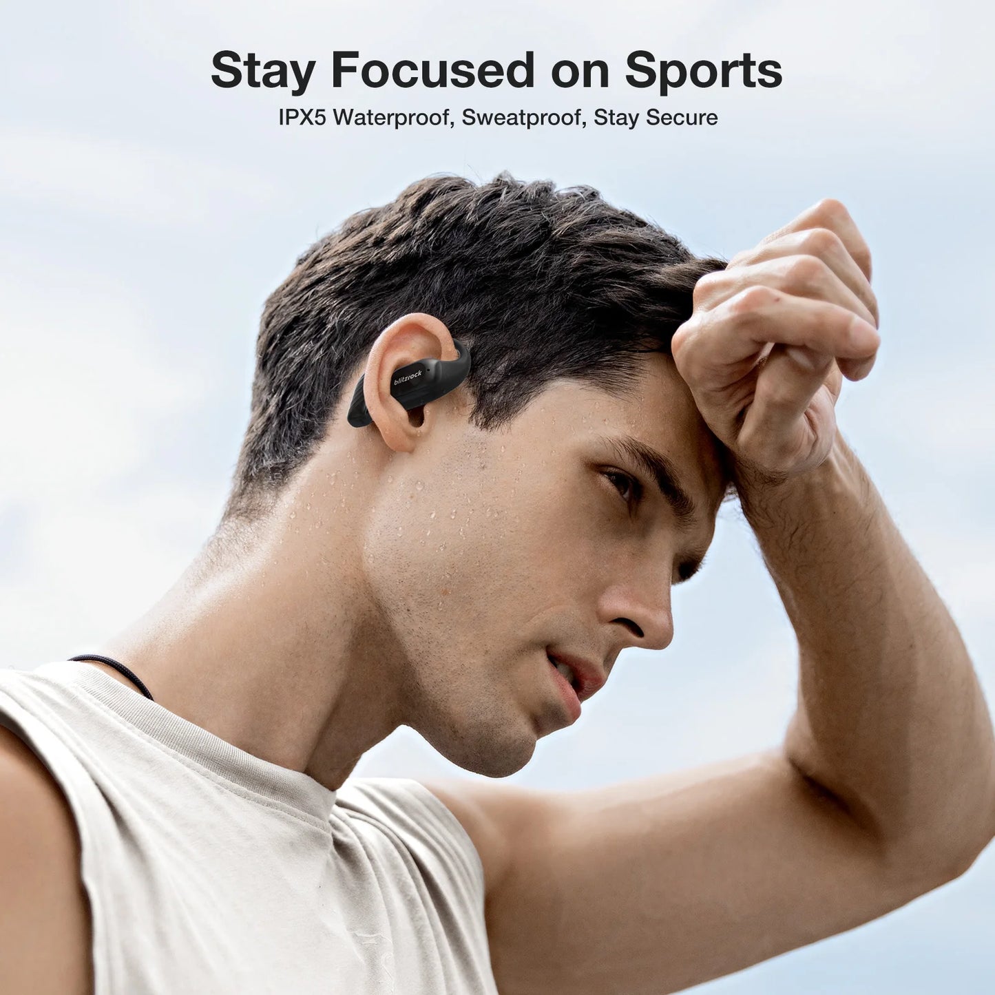 BR-CT3 Open Ear Earbuds bluetooth V5.4 Air Conduction Earhook/Enhanced Bass 4 Mics Clear Calls App Control 28H Earphones