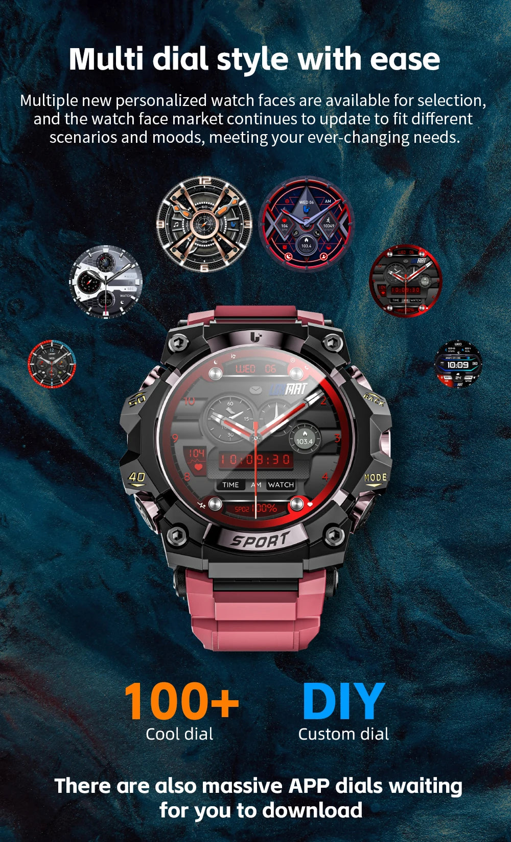 LOKMAT New Rugged Smart Watch Bluetooth Calls Wristband/Fitness Tracker Flashlight Message Push Heart Rate Monitor for Phone