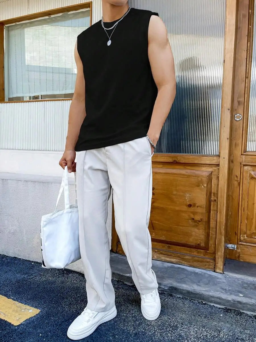 Men Solid Sleeveless Tank Top/Casual Basic Top