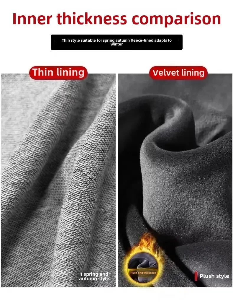 Men's Autumn/Winter Fleece-Lined and Thickened Sweatpants/Versatile Casual Straight-Leg Pants Loose-Fitzip U pocket Solid Color