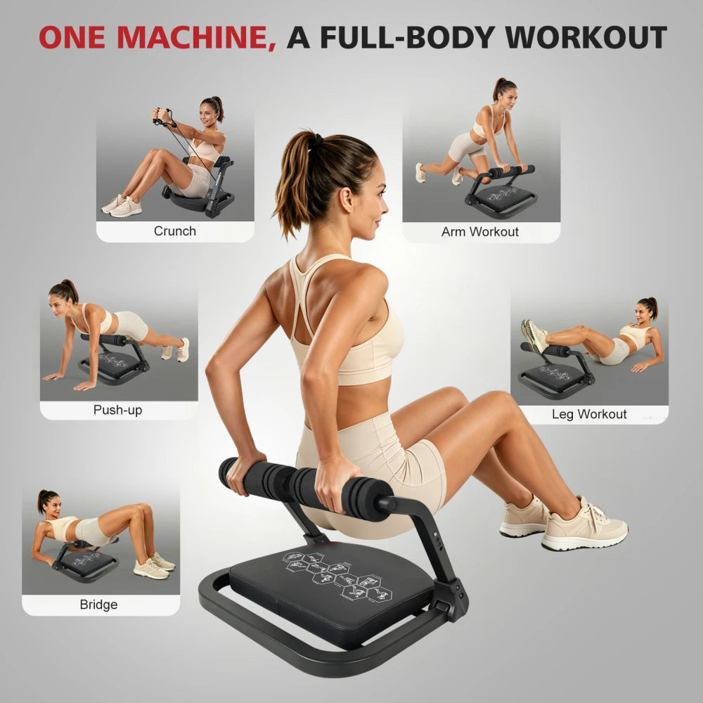 Yes Ab Core Trainer Abdominal Machine/with Resistance Bands for Home Gym Black