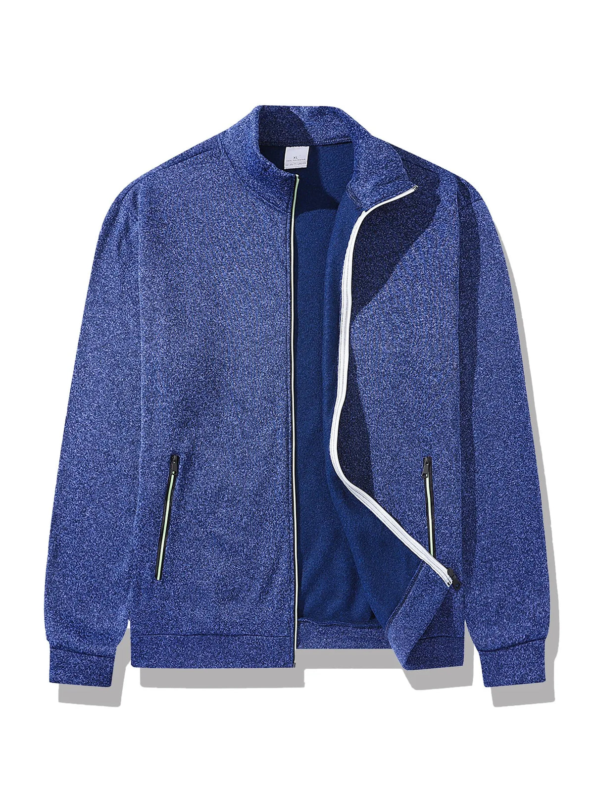 Men Running Track Jacket Contrast Trim Zip‑up Sports Coat Casual/Windproof Athletic Jacket Full Zip Stand Collar Workout Outerwear
