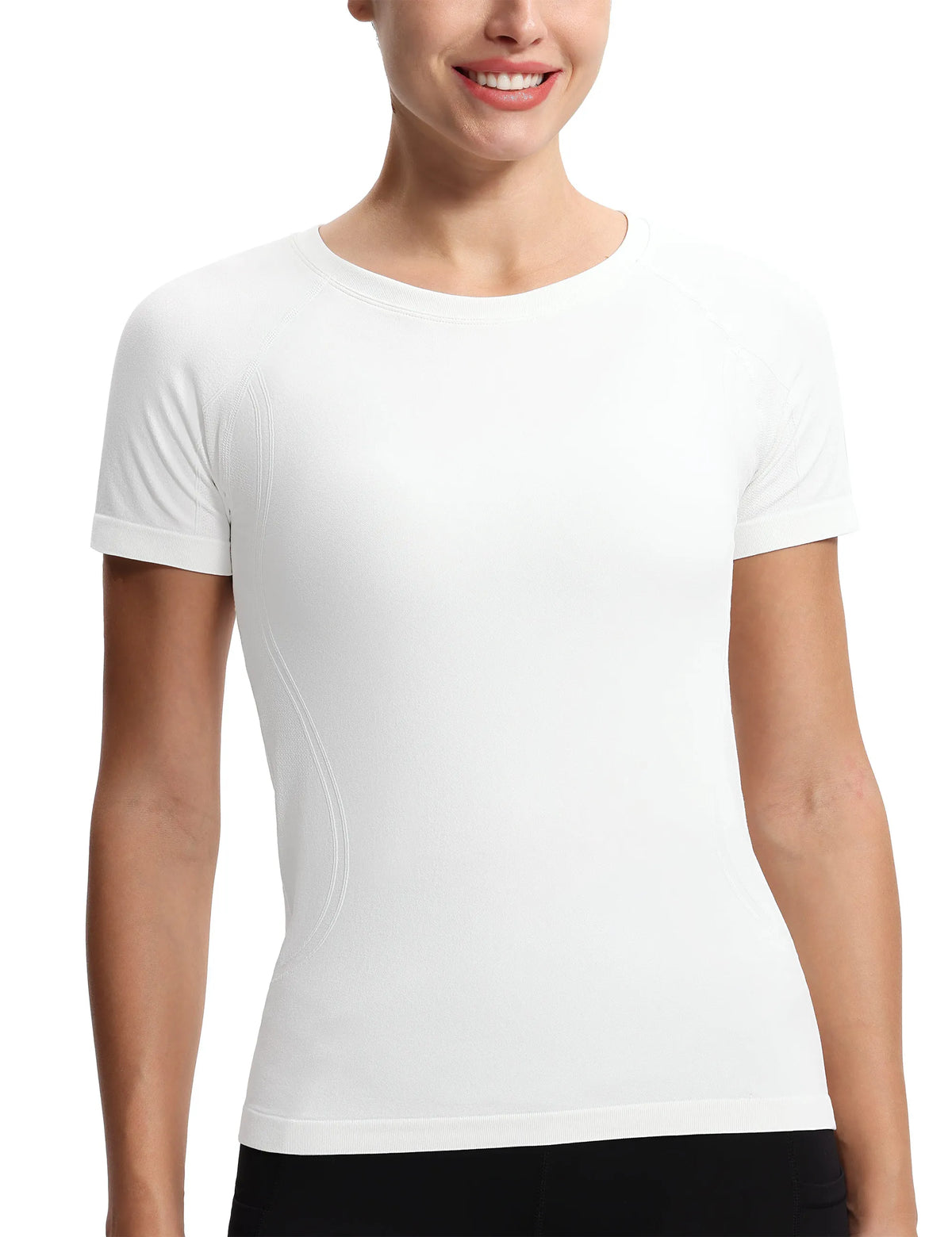 THE GYM PEOPLE Women's Seamless Workout T-Shirts/Short Sleeve Slim Fit Shirts Breathable Running Tee Tops