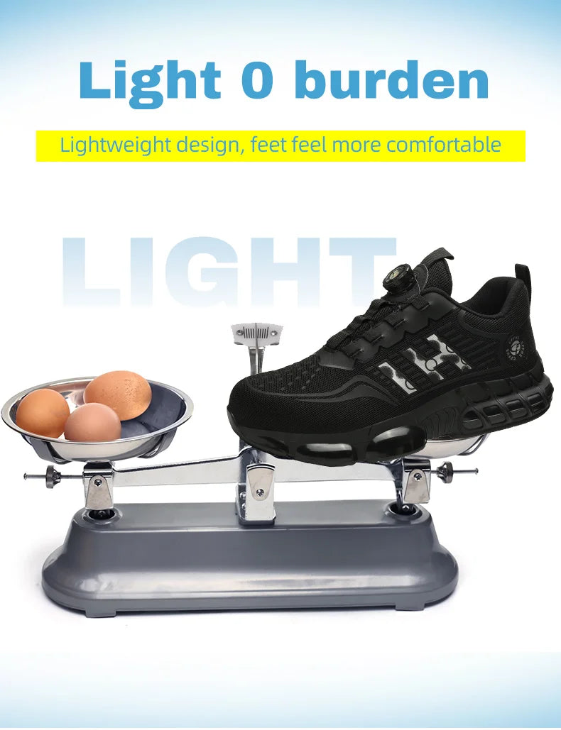 Lace-Free Men's Breathable Casual Work/Safety Shoes with Impact and Puncture Resistance