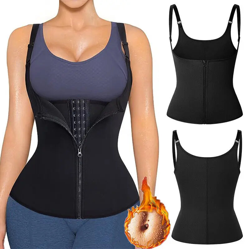 2 PCS Women's Waist Trainer Sauna Effect Sweat Vest Corset/Body Shaper Neoprene Shapewear Tummy Control Gym Workout Tank Top