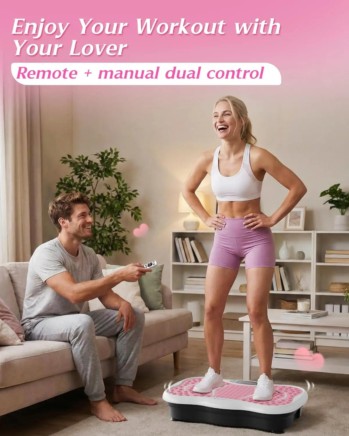 Vibration Plate Exercise Machine for Lymphatic Drainage 200 Speeds/Full Body Workout 300 Lbs Capacity with Resistance Bands