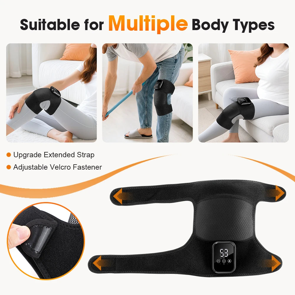 Smart Vibration Massage Knee Pad Heating Wrap Belt Larger Thermal/Area Joint Muscle Relaxation Brace Hot Compress Knee Massager