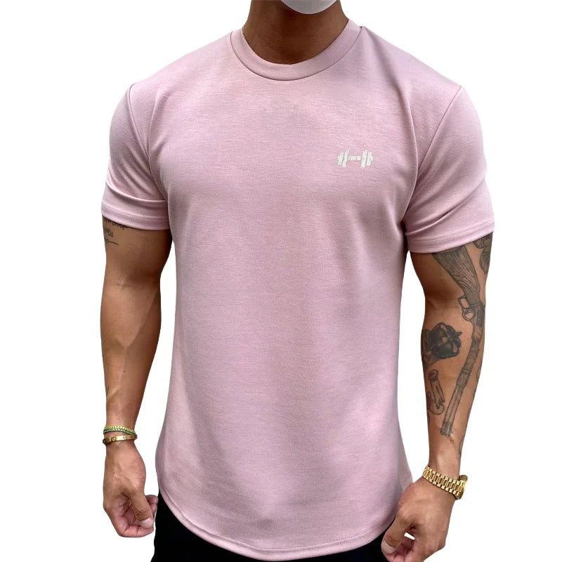 Summer Cotton t Shirt Men Short Sleeve Fitness Gym t-Shirts/Training Sport Tee Shirts Fashion Casual Tops Man Clothing