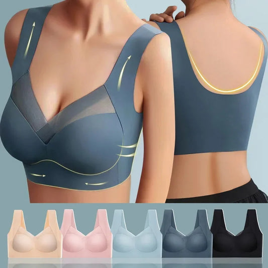 EUR/USA Size Women Breathable Sports Bra Inner Support Push Up Bras/Vest Patchwork Mesh Gym Underwear Tops Padded Bras