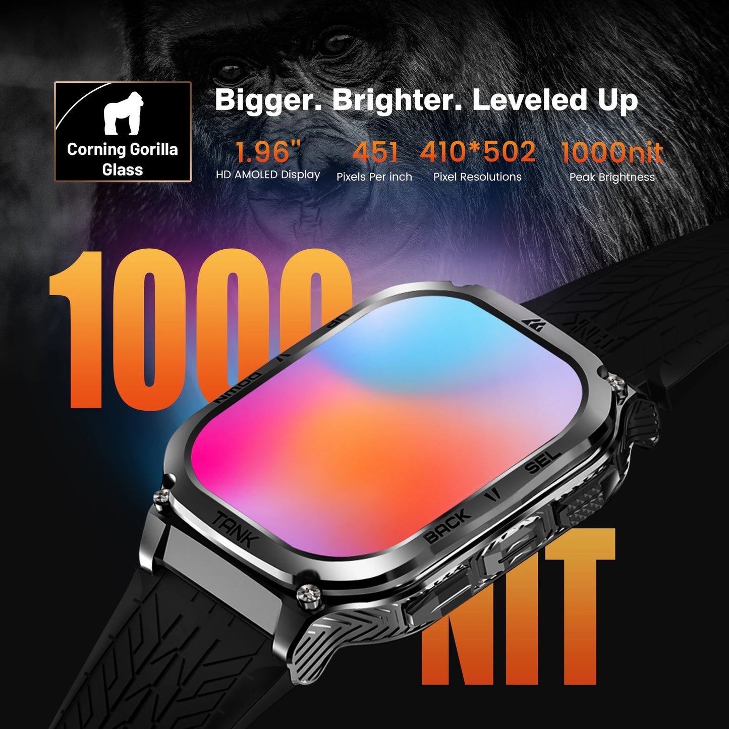 Original KOSPET TANK M3 Smart Watches For Men Smartwatch/480mAh Electronic Digital Fitness AMOLED AOD Bluetooth Watches
