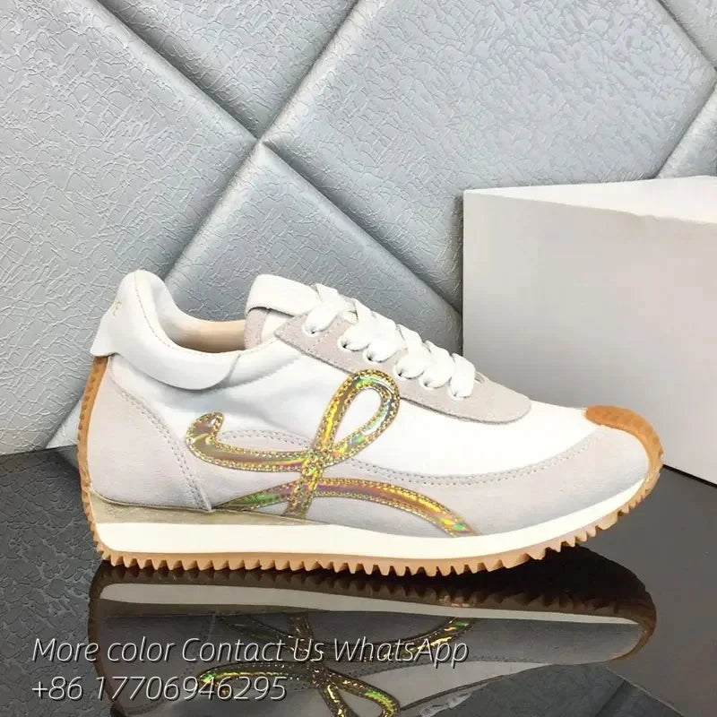 Men Trainers Shoes Designer Sneaker Flow Runner In Nylon And Suede/Lace Up With A Soft Rubber Upper And Honey Rubber Waves Sole