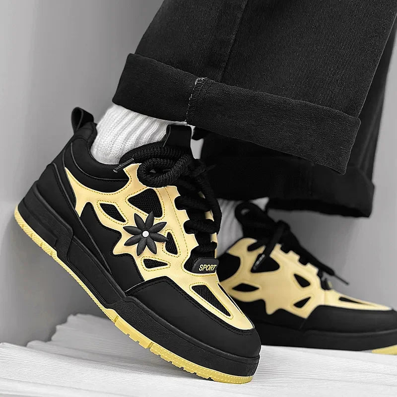 Designer shoe men's casual shoes black yellow white/blue green mesh leather outdoor sports sneakers trainers