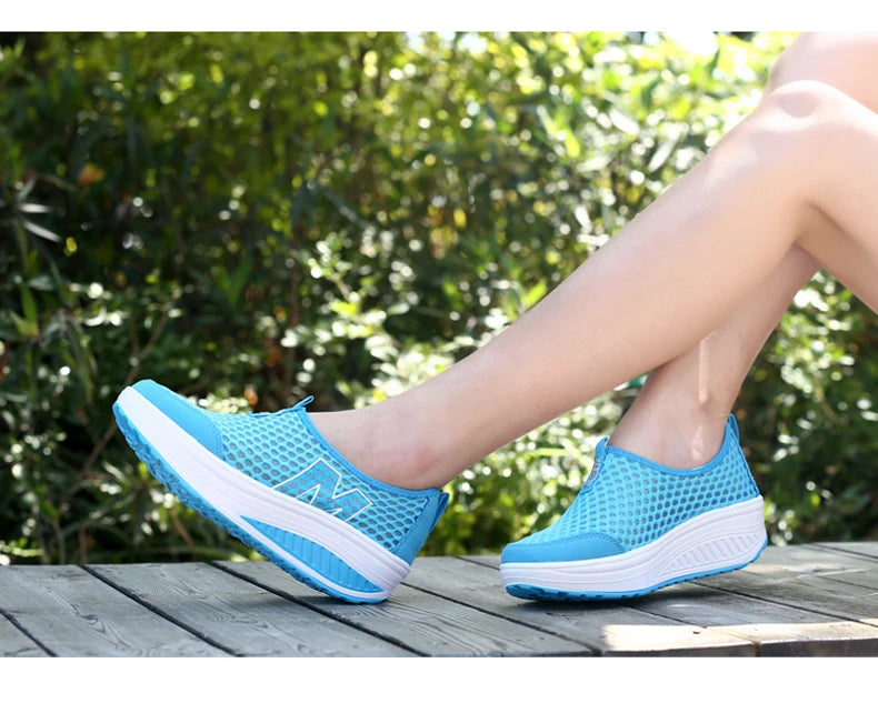 Shoes Women Mesh Flat Shoes Sneakers Platform Shoes Women Loafers/Breathable Air Mesh Swing Wedges Shoe Breathable Flats
