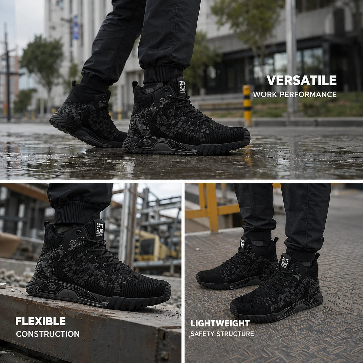 Wear Resistant Durable Steel Toe Work Shoes for Men Impact Resistant/Steel Toe Cap Lightweight Comfortable Industrial Safety Sneakers