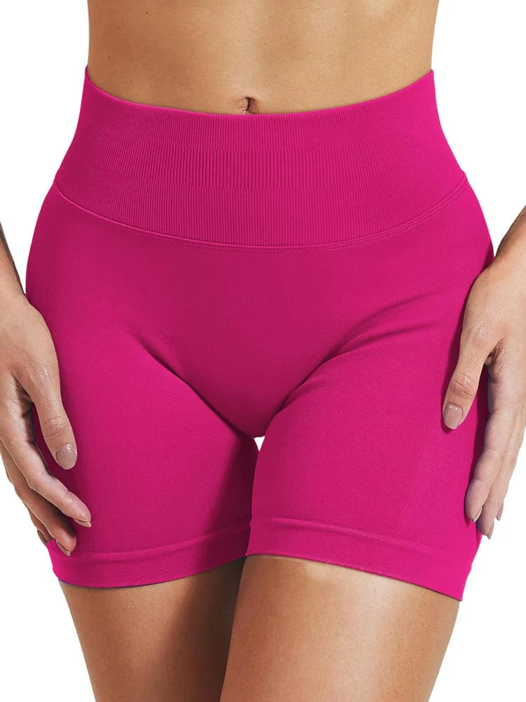 Seamless Shorts 4.5" Ribbed Yoga Shorts Women Flex Gym Shorts/Booty Running Short Butt Lifting Workout Pants