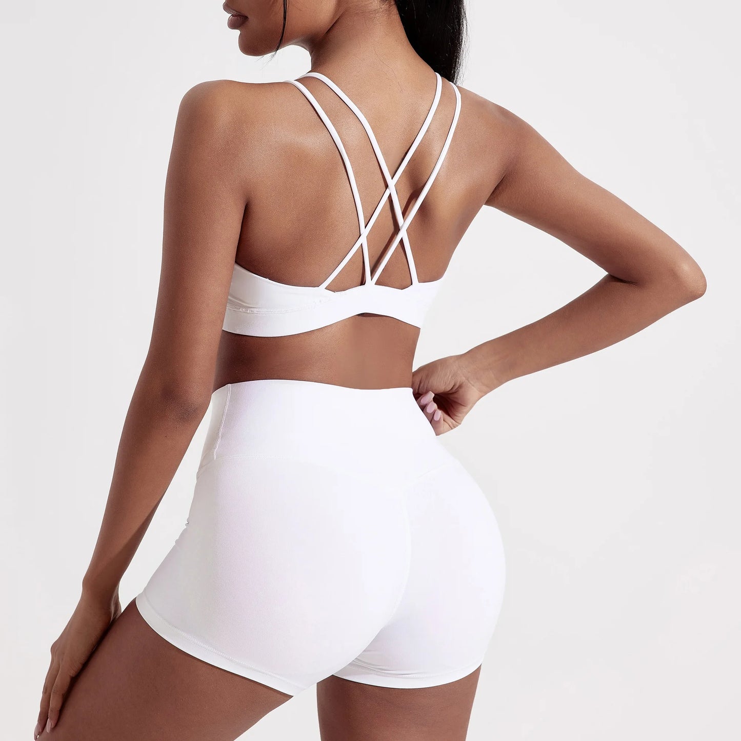 Solid Color Cross Fitness Bra Soft High Strength Women Tight Sport Top/Comprehensive Training Gym Yoga Underwear With Chest Pad