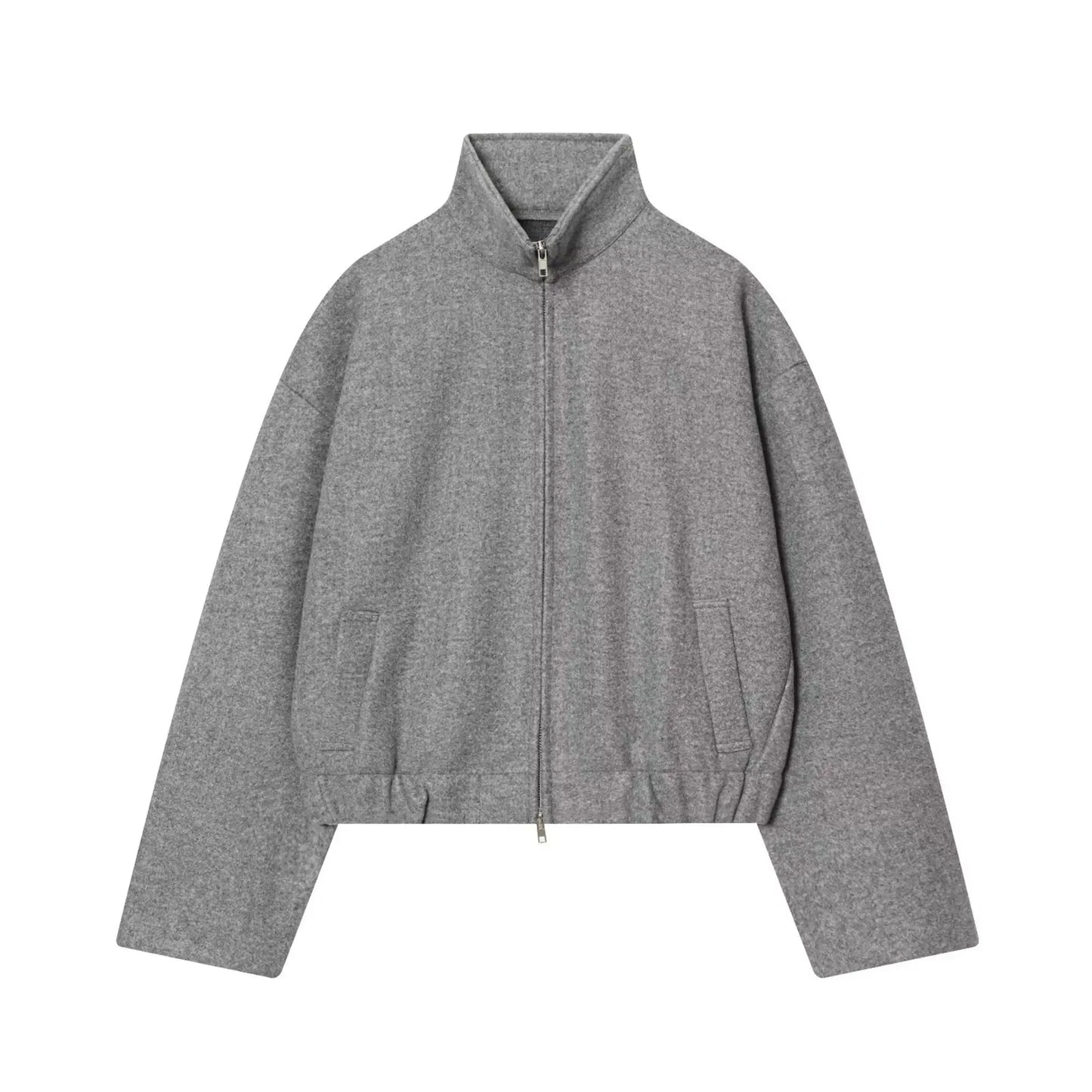 Women's Loose Stand Collar Jacket Coats Long Sleeve Zip Up Pockets/Streetwear Autumn New  Lady Casual Solid Outerwear