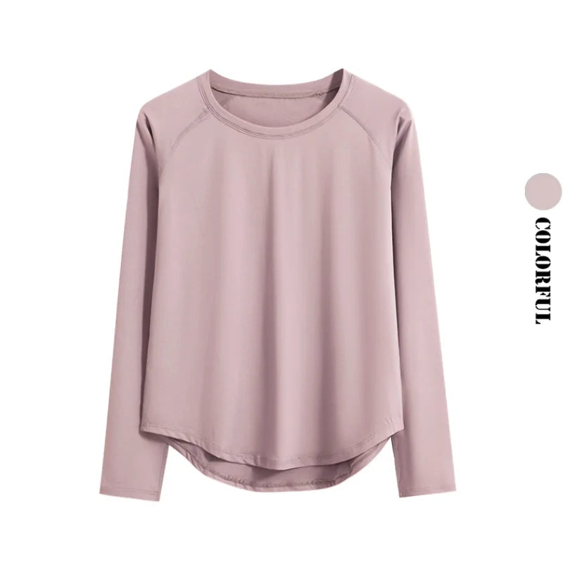 DRUR Long Sleeve Gym Top Women Breathable Quick Dry Workout Tshirt/Loose Fit Running Tee Yoga Clothing Sportswear Activewear New