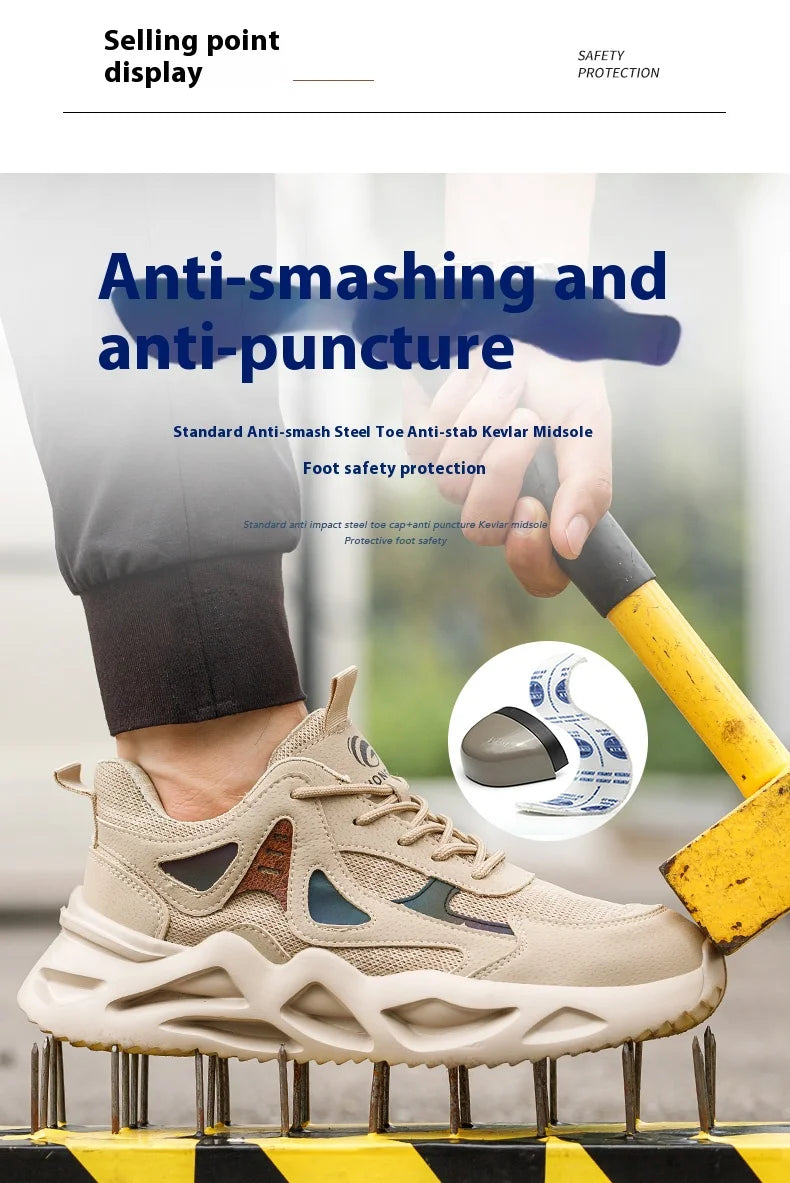 Soft Anti smashing Anti-Puncture Protective Safety Shoes For Men/Work Shoes Lightweight Breathable Work Safety Sneakers