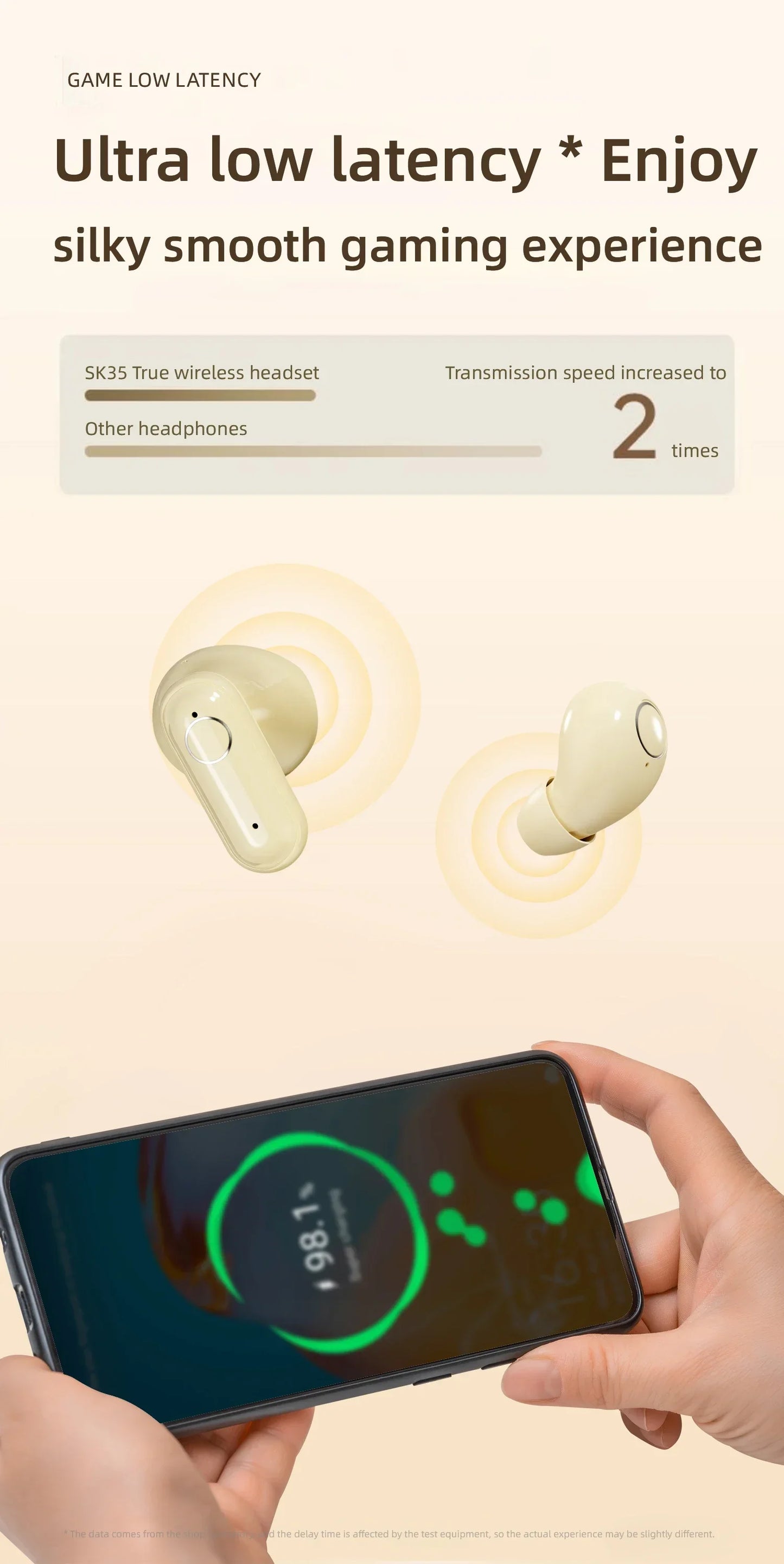 New Dual Wireless Bluetooth Earphones, HiFi Sound Low Latency/Noise Reduction Earbuds for iPhone Android
