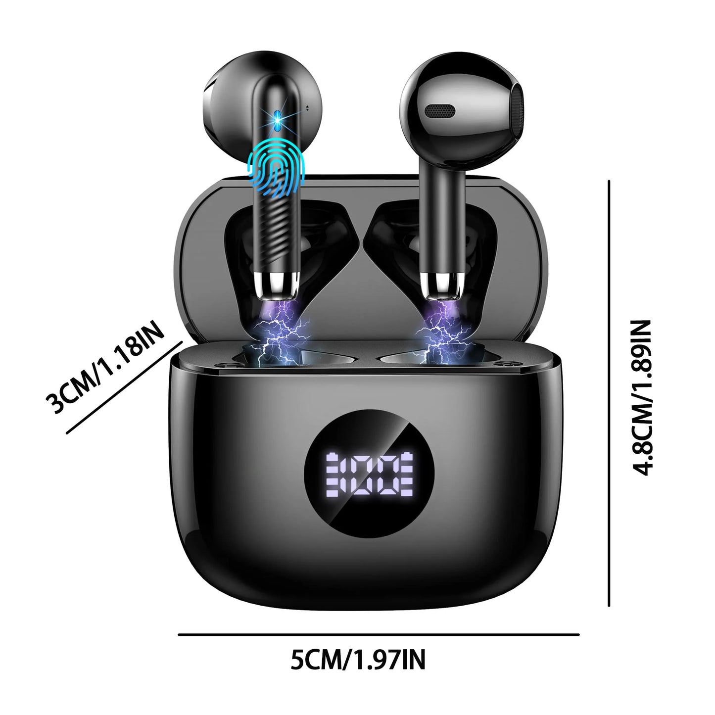 Wireless Earbuds, LED Power Display Bluetooth 5.3 Headset/Earbuds in-Ear Noise Cancelling Mic 40H Playback Headphones