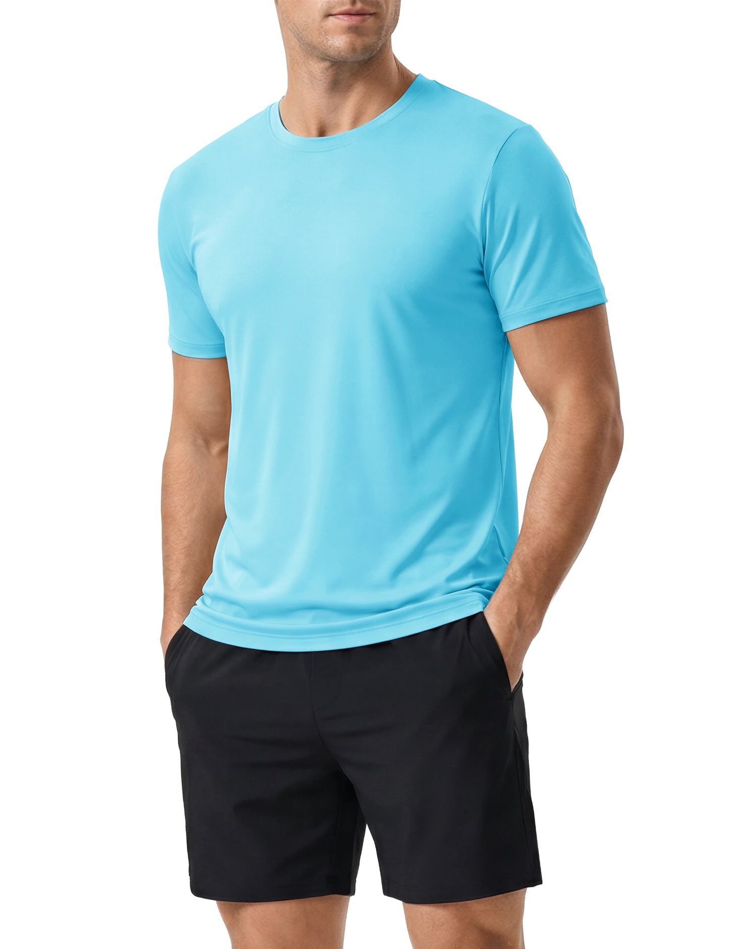 Men's UPF 50+ Shirt Sun Protection SPF UV Moisture Wicking/Lightweight Quick Dry Swim Rash Guard Short Sleeve Athletic Running