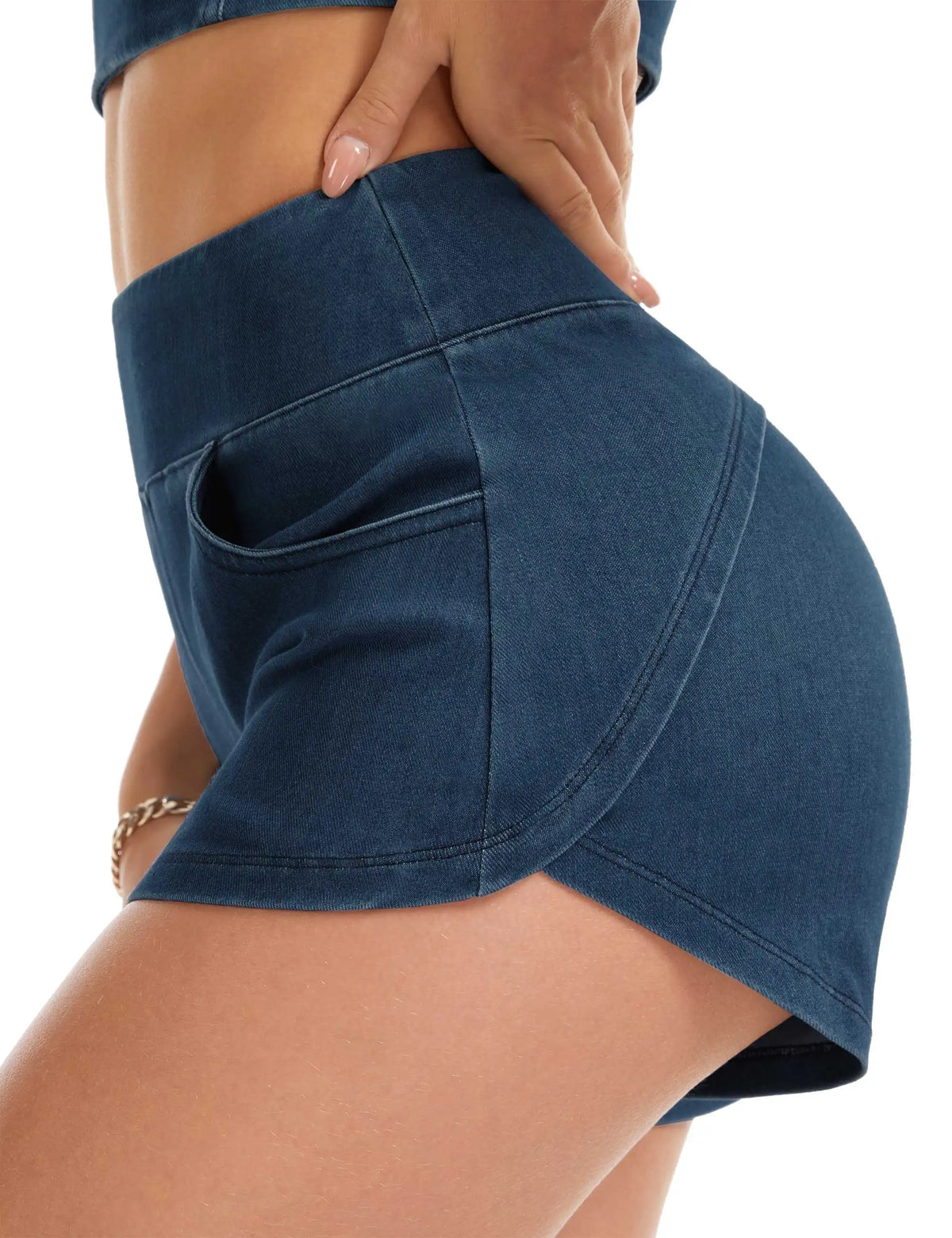 THE GYM PEOPLE Women's Stretchy Side Slit Denim Short/High Waist Pull On Jean Shorts With Pockets