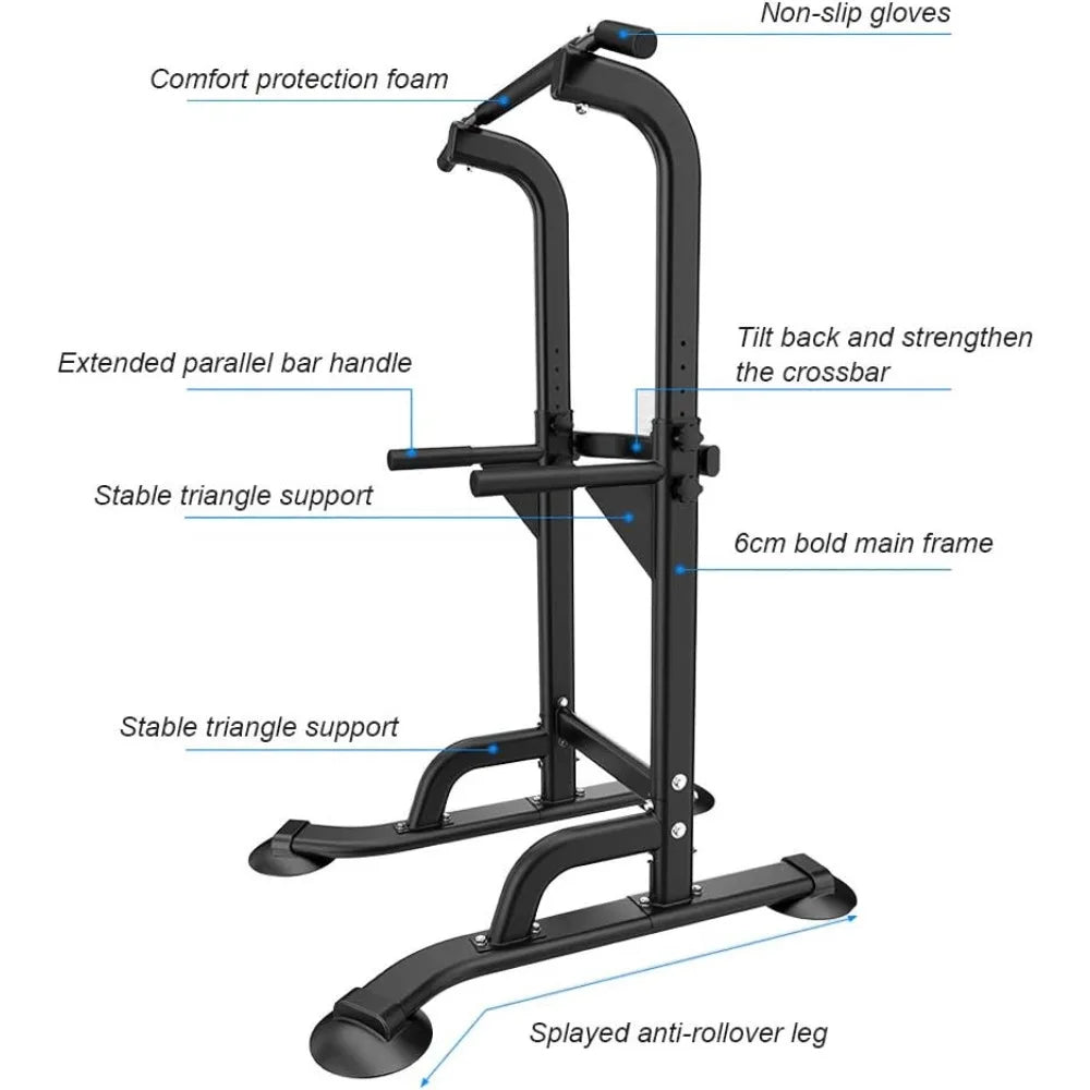 Power Tower Dip Station Pull Up Bar for Home Gym/Adjustable Height Strength Training Yoga Equipment