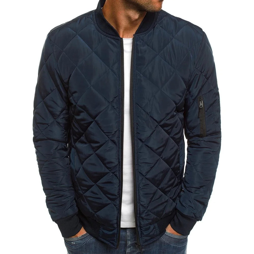 Winter New Jacket Men's Baseball Collar Mesh Pressed/Lightweight  Jacket Vintage Flight Casual Long Sleeve