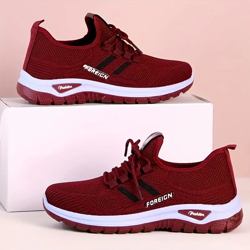 Women's Breathable Knit Walking Shoes Soft Cushion/Non Slip Lace Up Sneakers Lightweight Comfort Casual Daily Sports Shoes