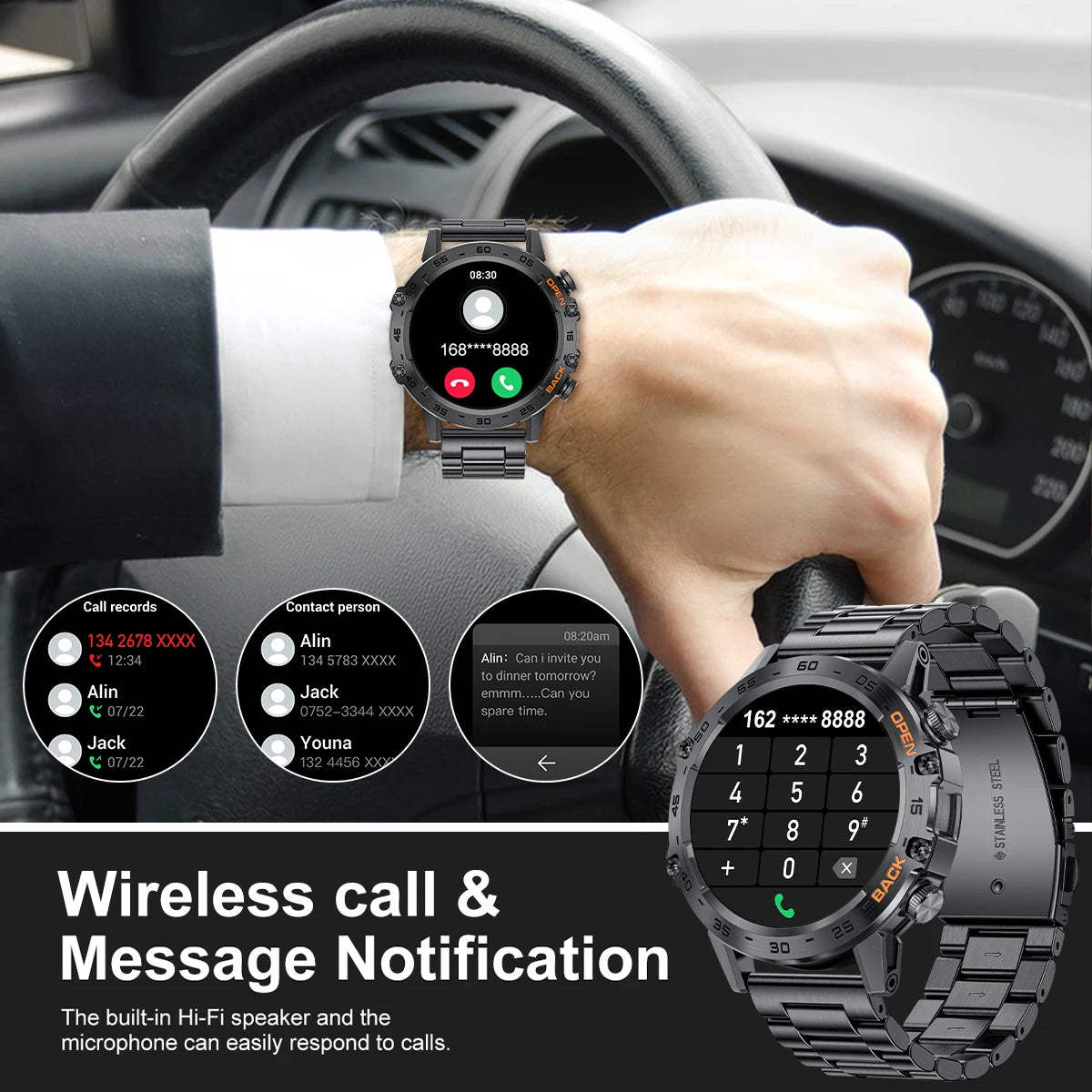 LIGE Smartwtach For Men Bluetooth Calling Waterproof Watches Health Monitoring/400mAh Outdoor Sport Smartwatch Man