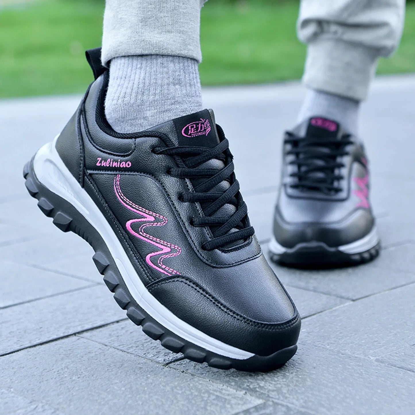 Fashion Autumn Women Sports Shoes Flat Non Slip Waterproof Lace Up/Simple Texture Design Casual Style Breathable Sports Sneakers