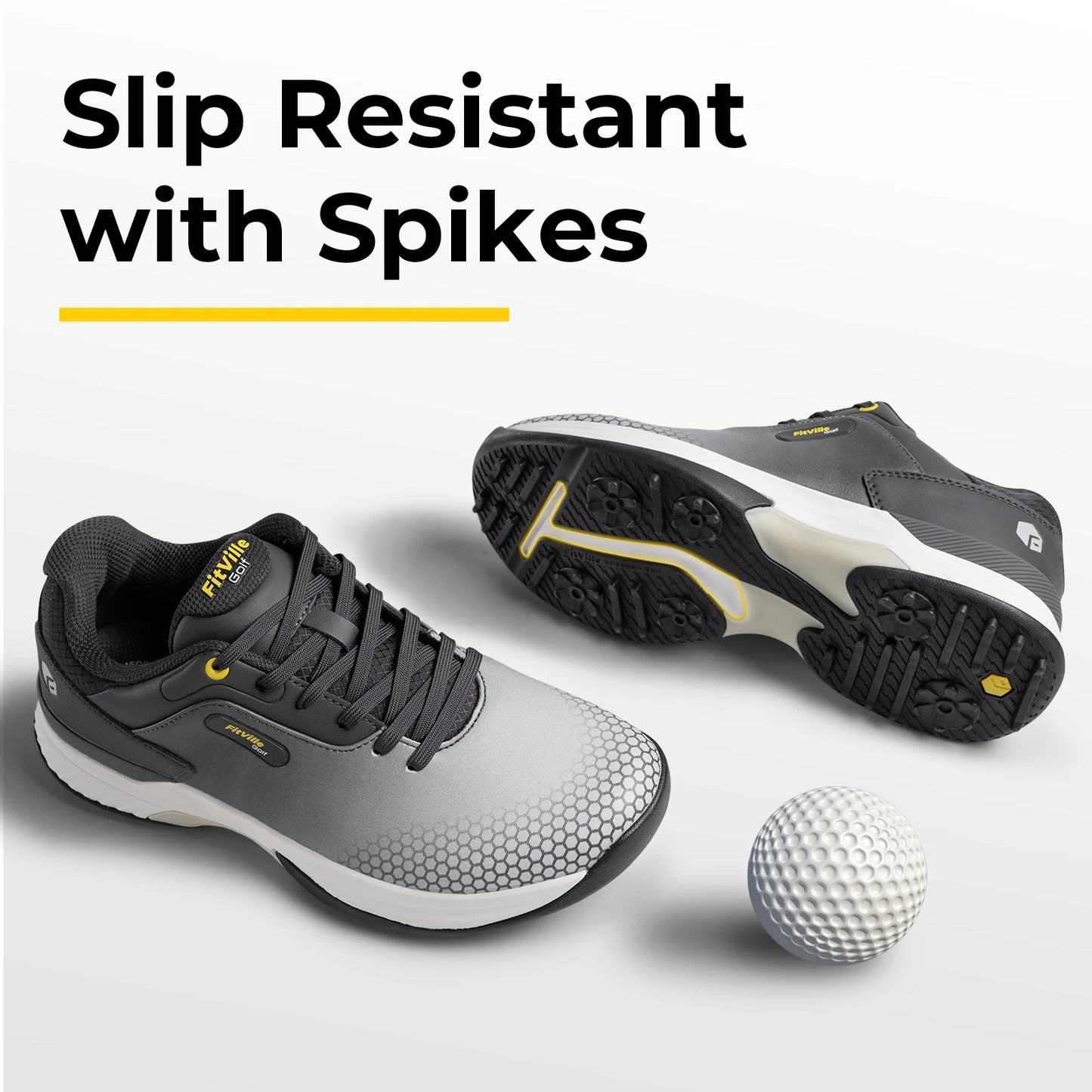 FitVille Wide Men's Golf Shoes Non-Slip Wear-Resistant Comfortable/Pickleball Sports Shoes Suitable for Swollen Feet