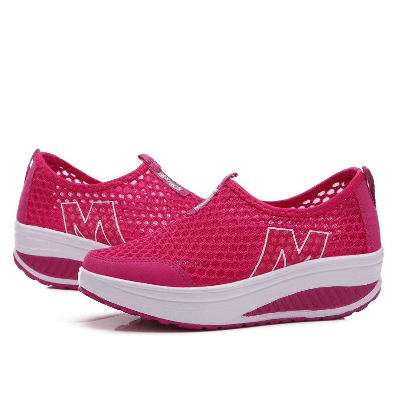 Shoes Women Mesh Flat Shoes Sneakers Platform Shoes Women Loafers/Breathable Air Mesh Swing Wedges Shoe Breathable Flats