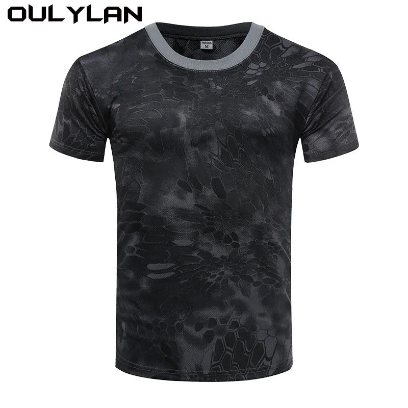 Oulylan Quick Dry Forest Camouflage T-shirt Man Jungle Desert Camo/Graphic T Shirt For Men Gym Fitness Tops T-shirts