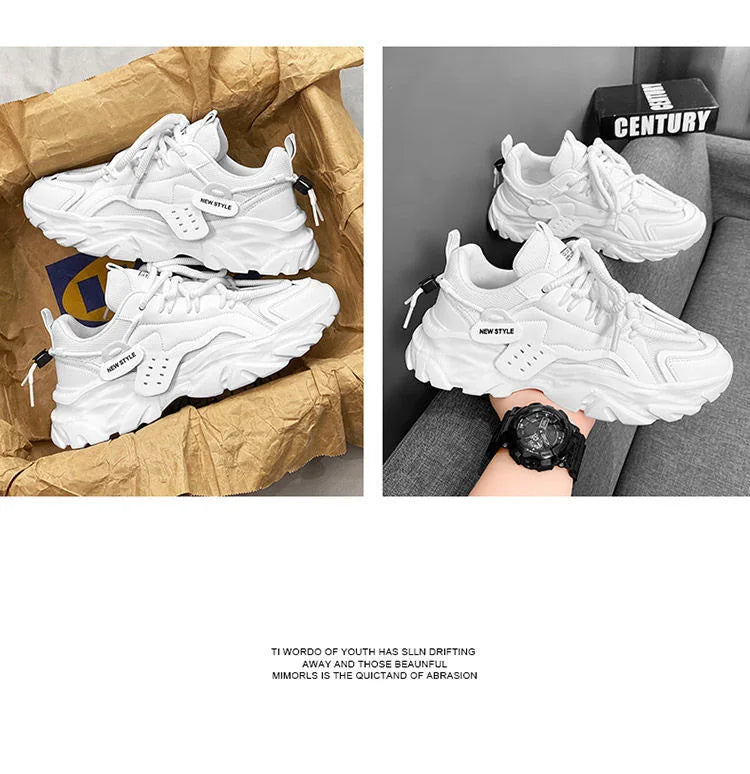 Men's Casual Sneakers Summer Autumn Fashion Outdoor Luxury Lace Up/Round Toe Breathable Non Slip Height Increasing Shoes