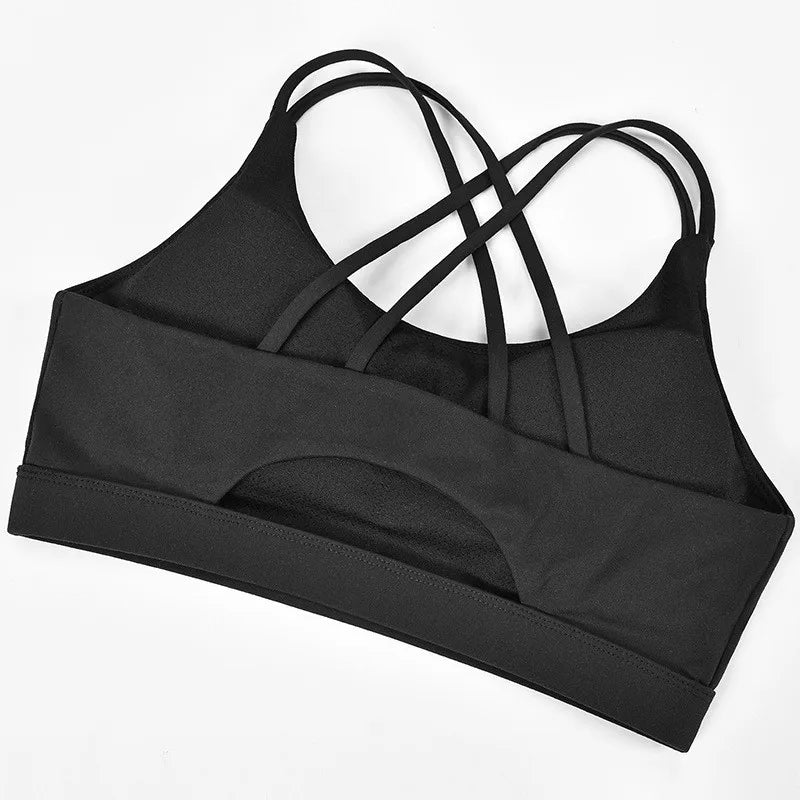 Vest Yoga Top Sports Bra Back Cross Solid Color/Fine Belt Sports Exercise Bras Women's Wear