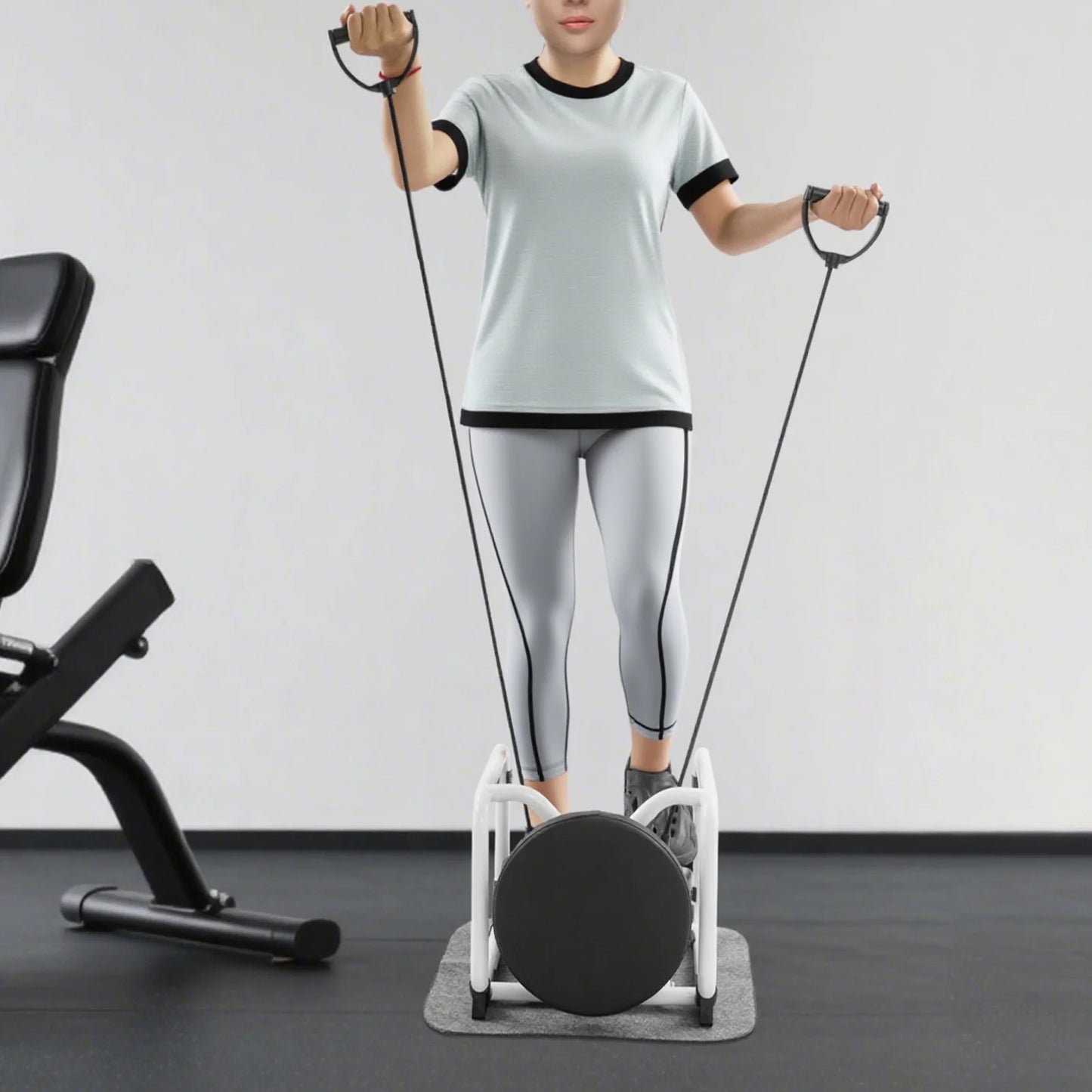 Hydraulic Stepper Climber 330.7 lbs Capacity Steel Frame/Dual Hydraulic Drive 360° Rotating Seat Resistance Bands LED Display Anti-Slip Pedals