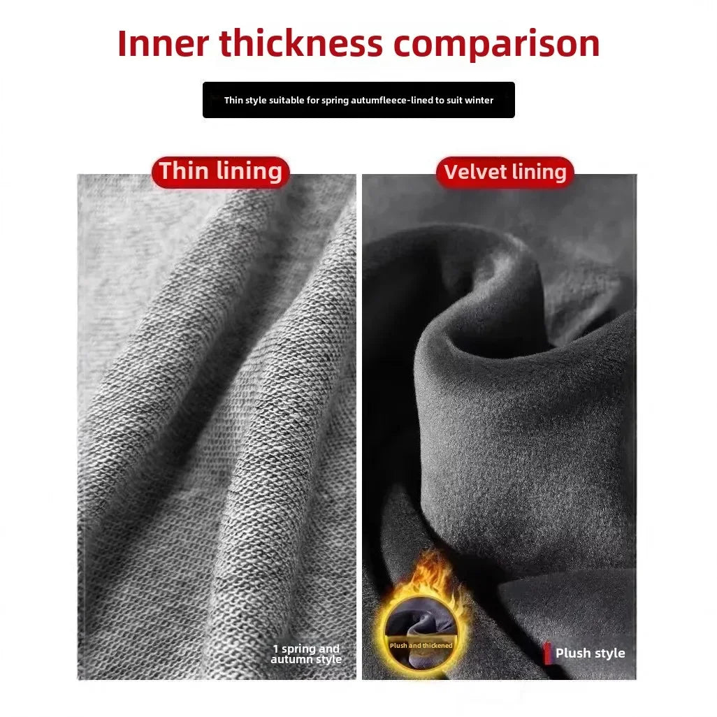 Men's Autumn/Winter Fleece-Lined and Thickened Sweatpants/Versatile Casual Straight-Leg Pants Loose-Fitzip U pocket Solid Color